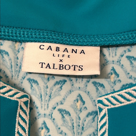 Talbots Cabana Life Embroidered Aqua Sleeveless Tunic Dress Sz M - Picture 5 of 7